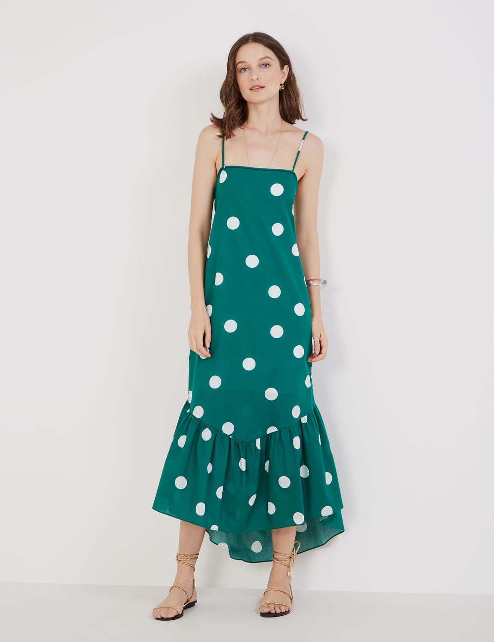 Vestido Midi Estampa Poá Figo