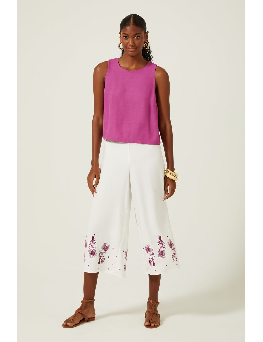 Calça Bordado Coral