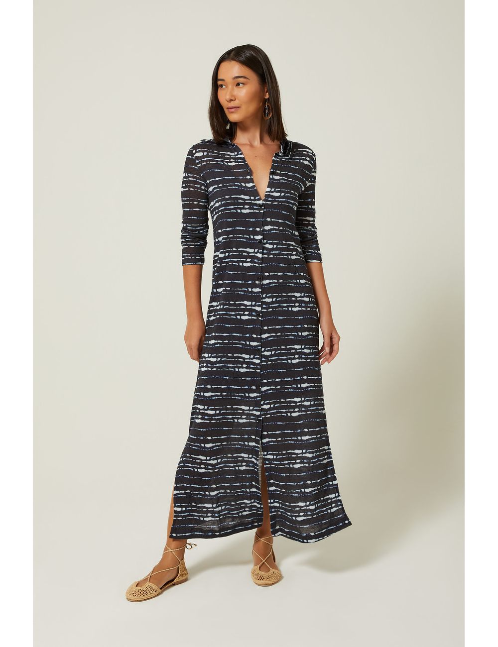 Vestido Chemise Estampa Barbados