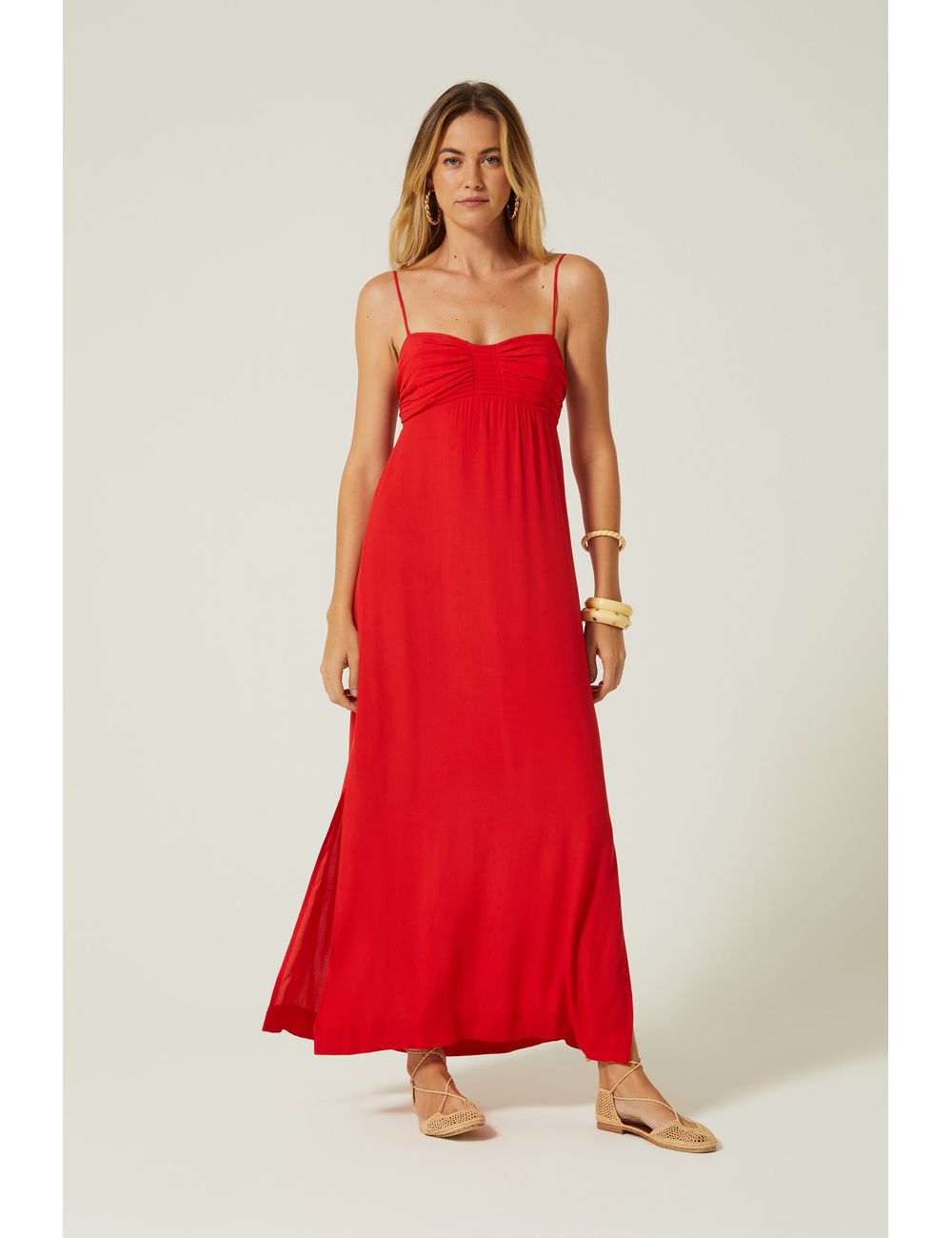Vestido Midi Pregas Busto