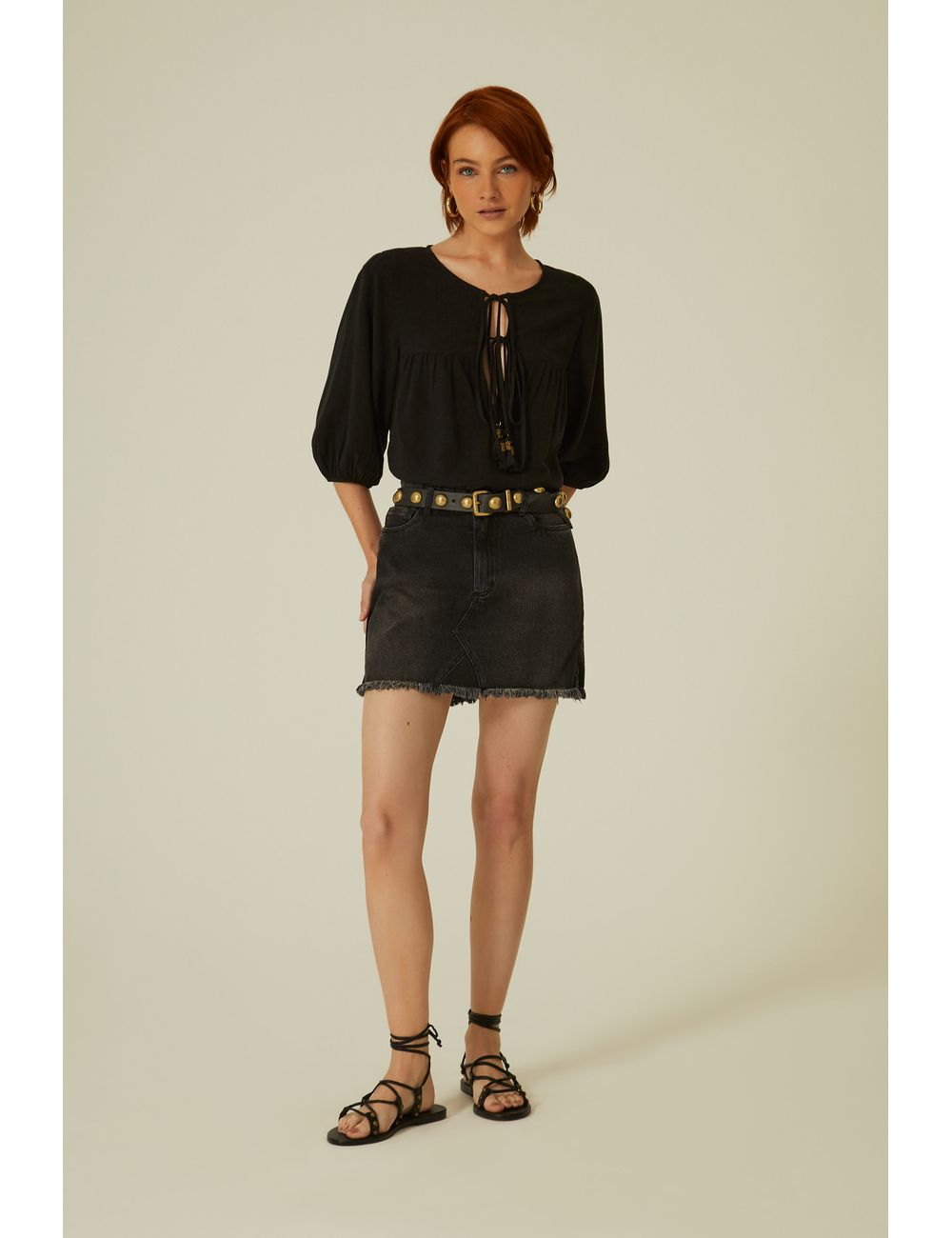 Saia Jeans Curta Black