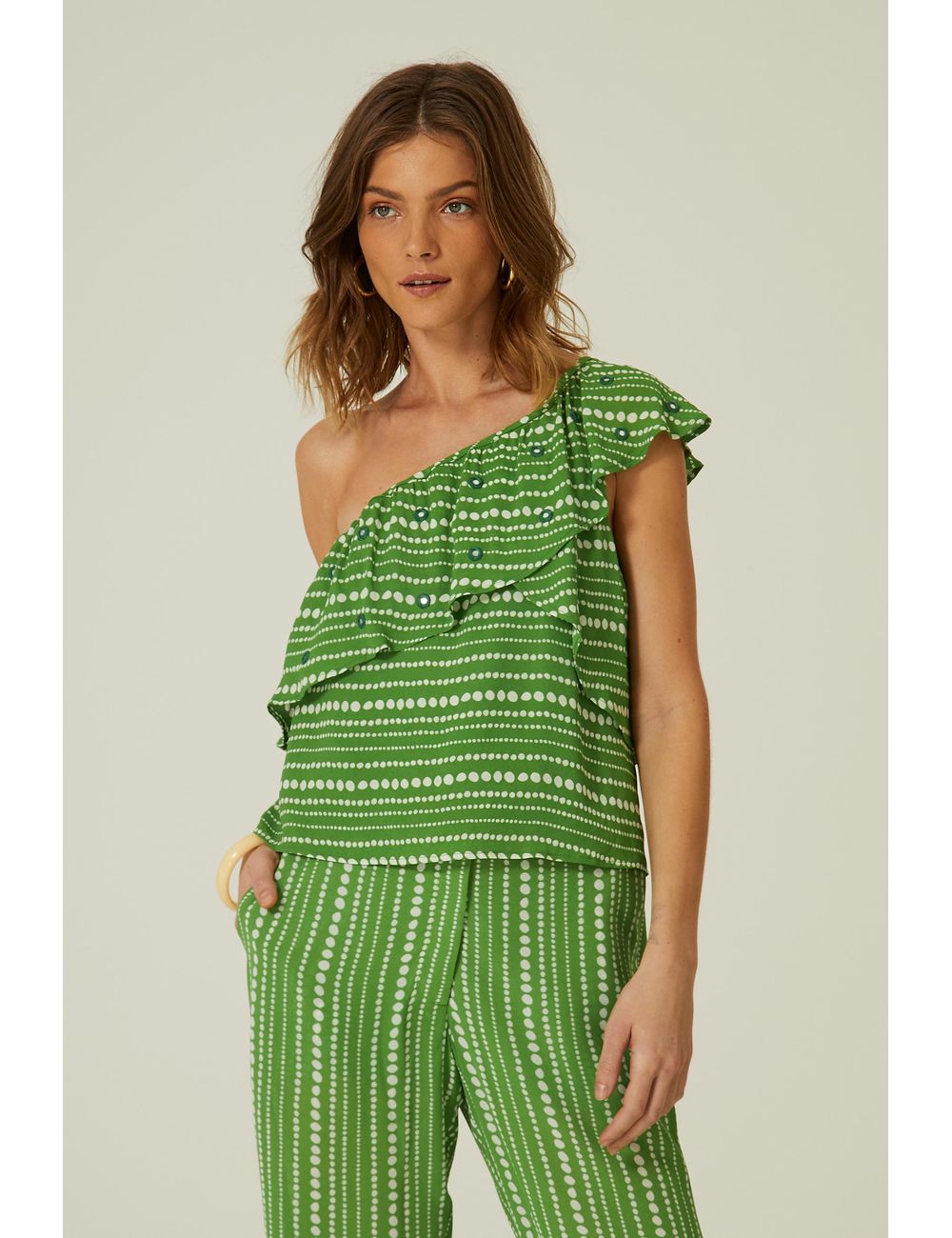 Blusa Ggt Um Ombro Só Estampa Trilha