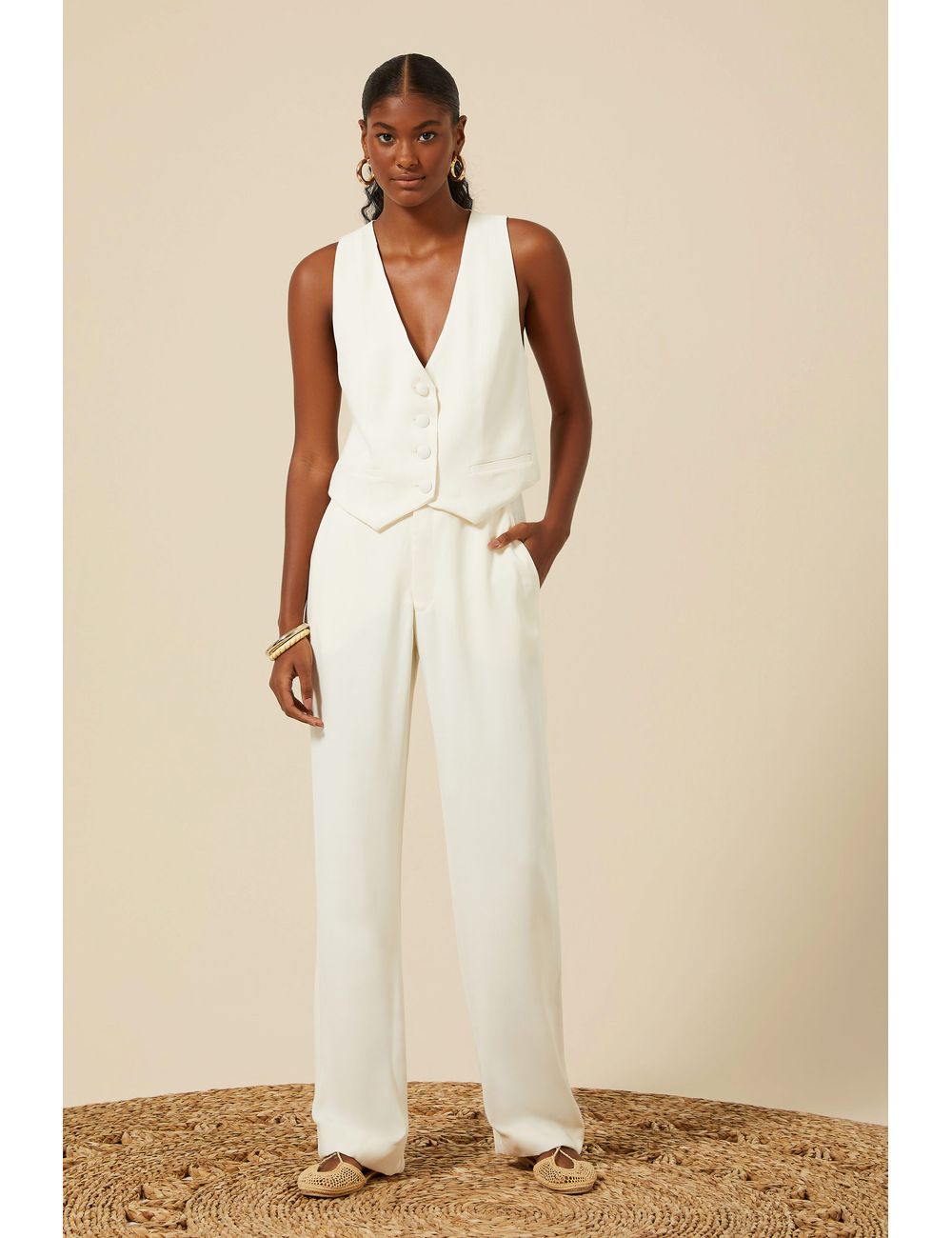 Calça Crepe Cintura Baixa Alfaiataria