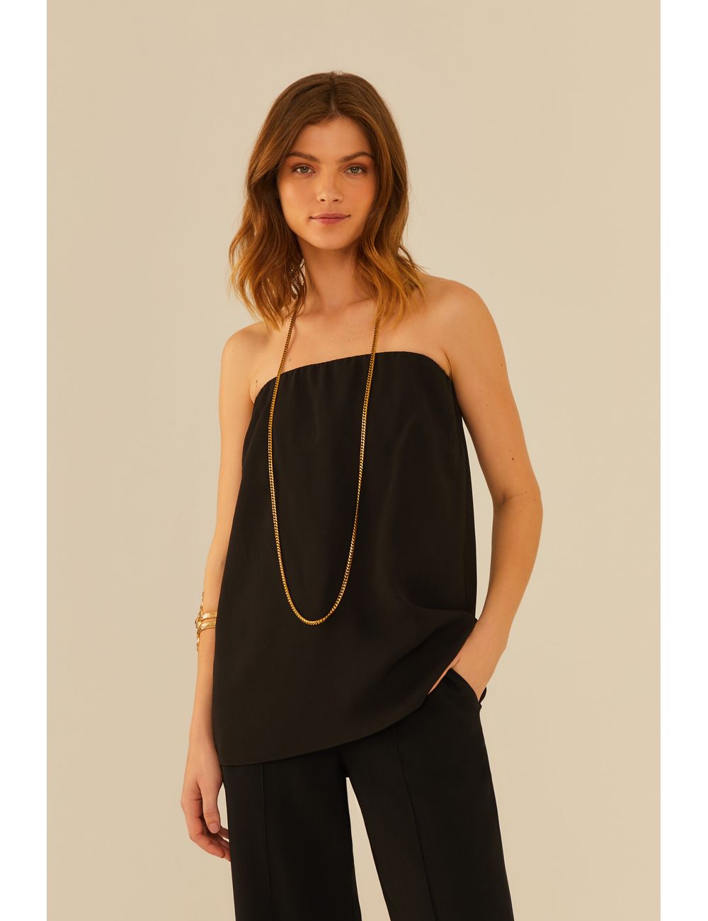 Blusa Sem Alça Crepe