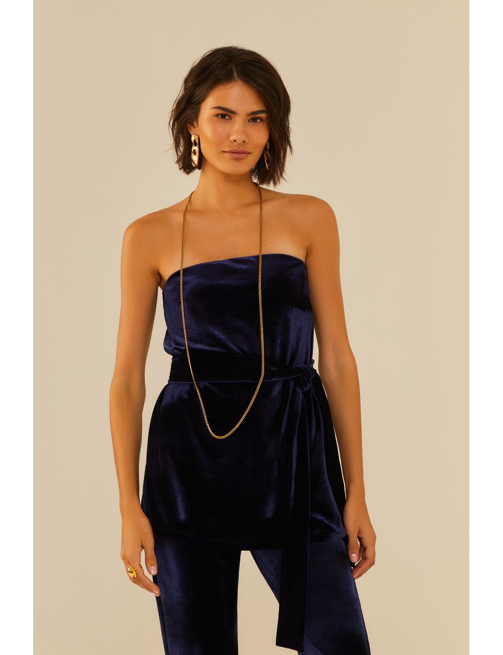 Blusa Sem Alça Veludo