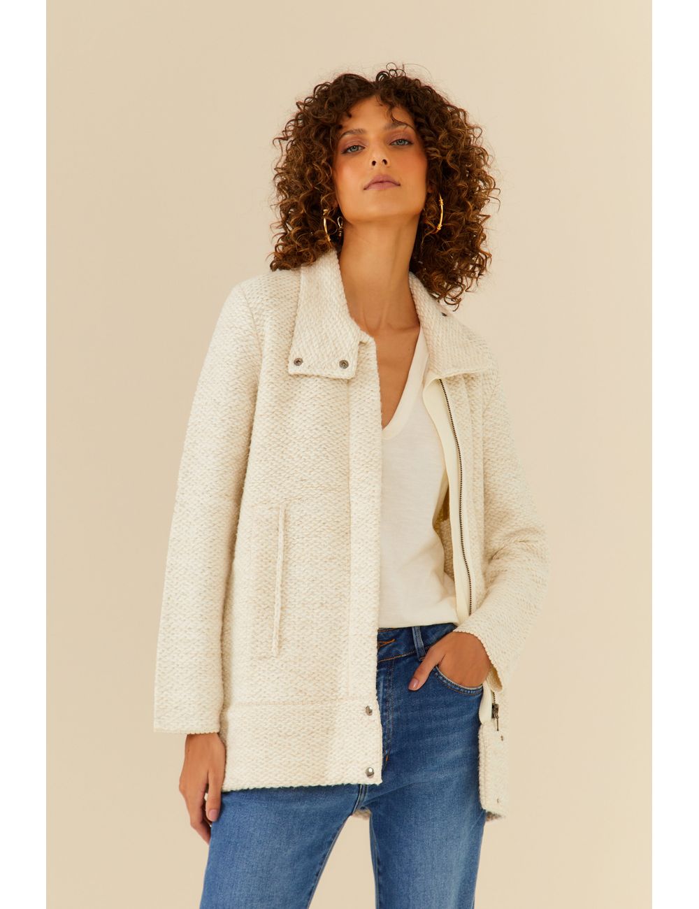 Casaco Tricot Zíper Metal