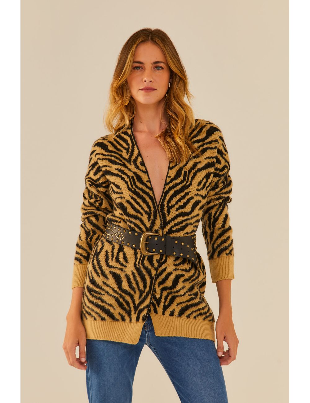 Casaco Tricot Estampa Selva