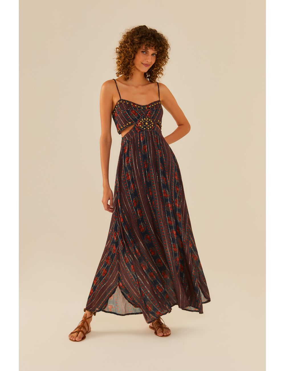 Vestido Longo Estampa Sari