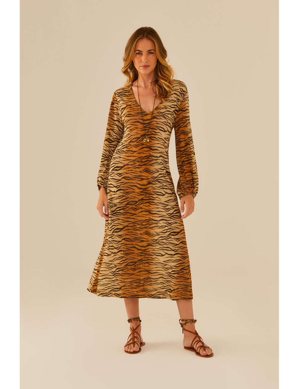 Vestido Midi Estampa Selva