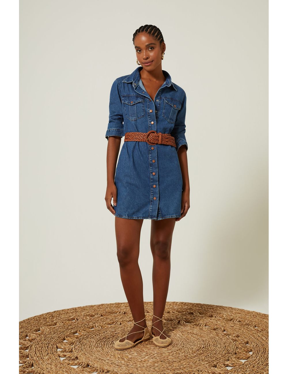 Vestido Jeans Manga Longa