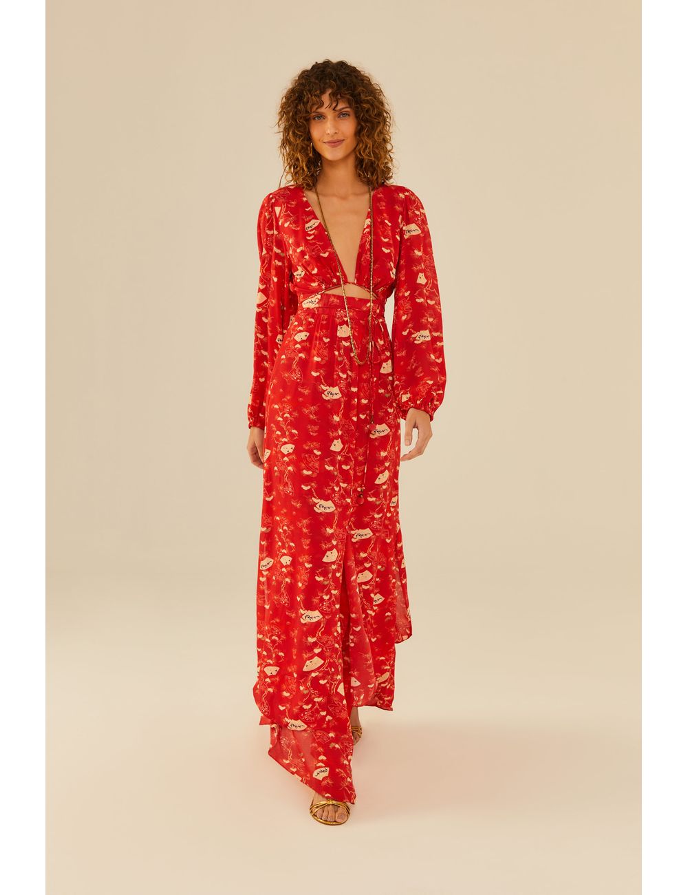 Vestido Midi Ggt Estampa Bonsai