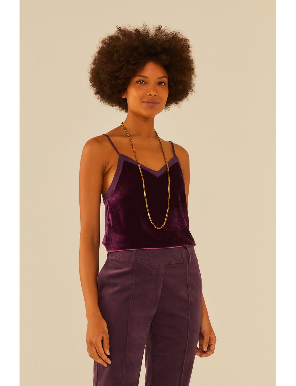 Blusa Alça Decote v Veludo