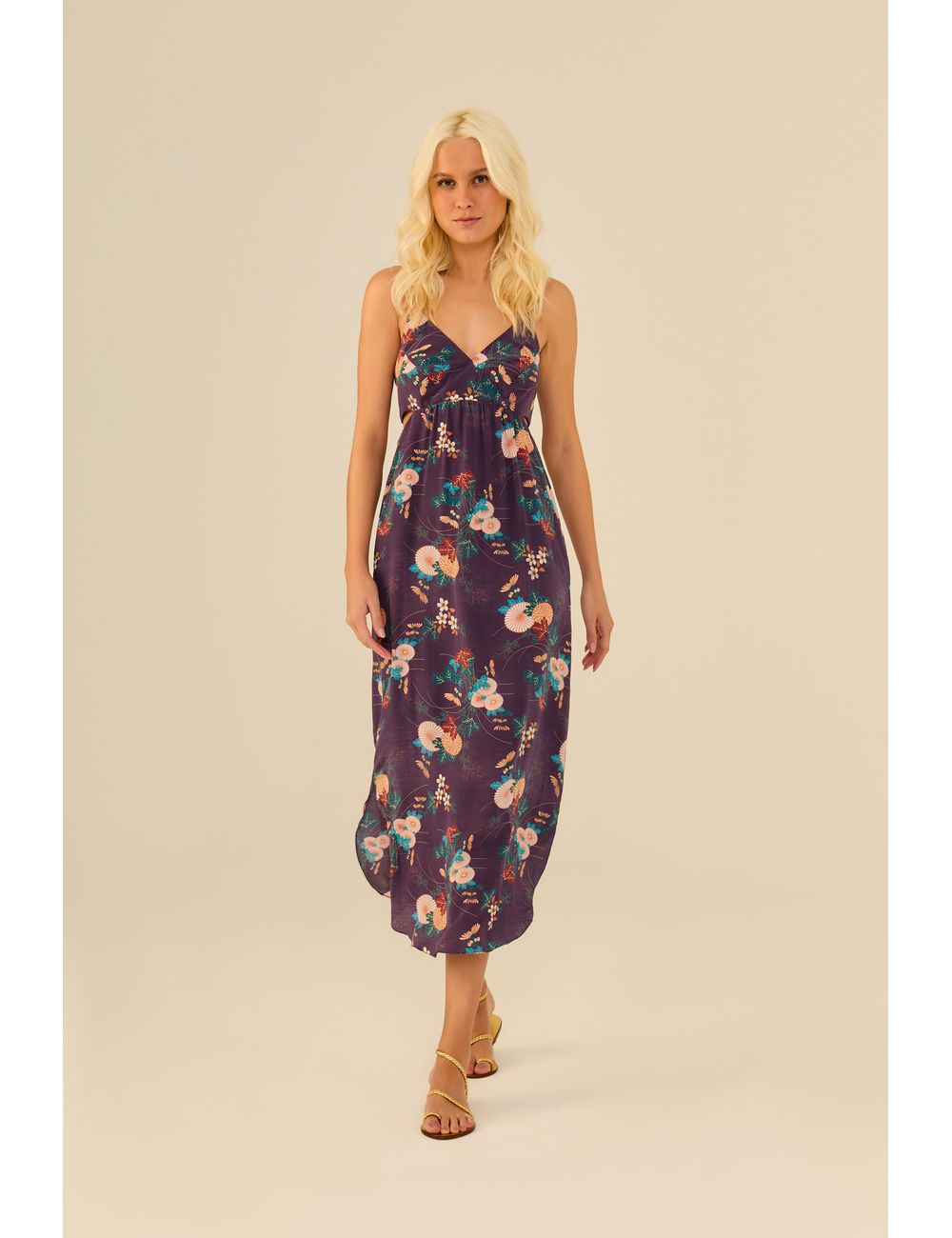 Vestido Midi Seda Estampa Kimono Figo