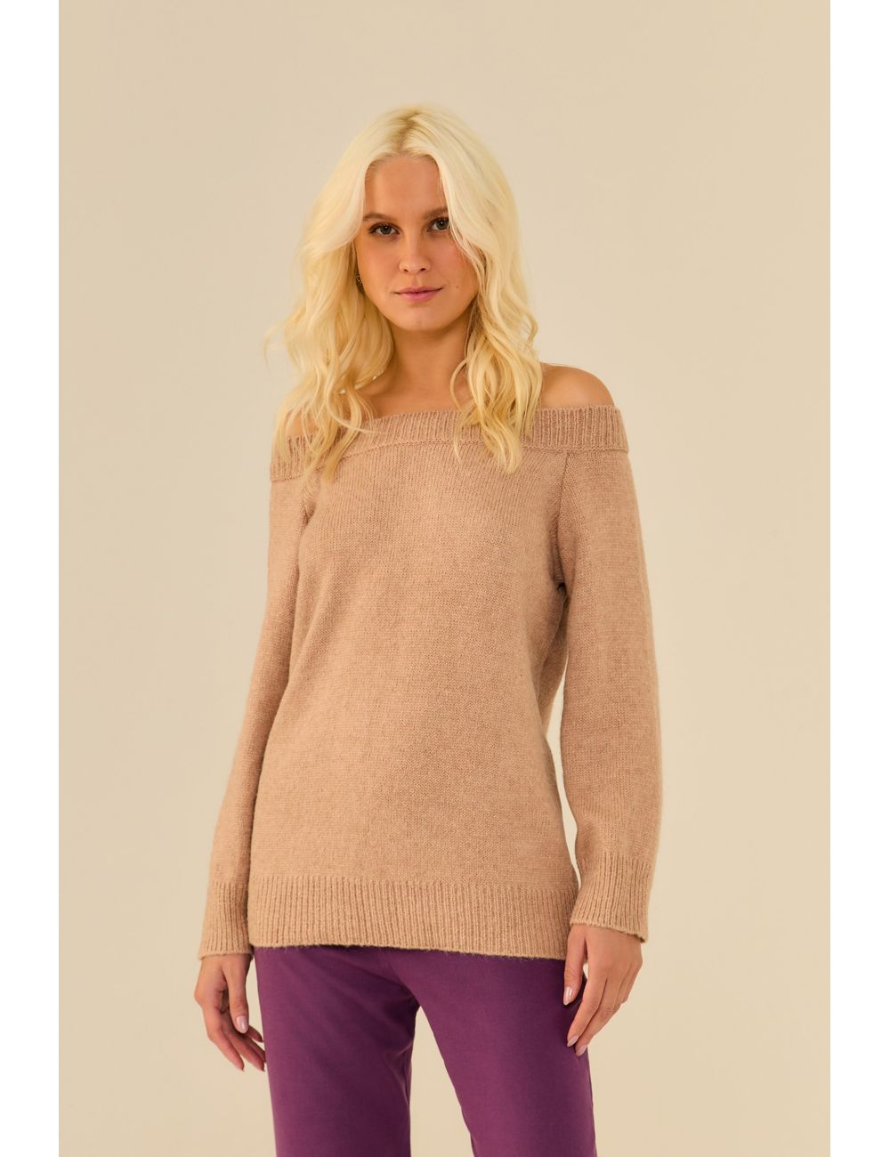 Blusa Pull Tricot Ombro a Ombro