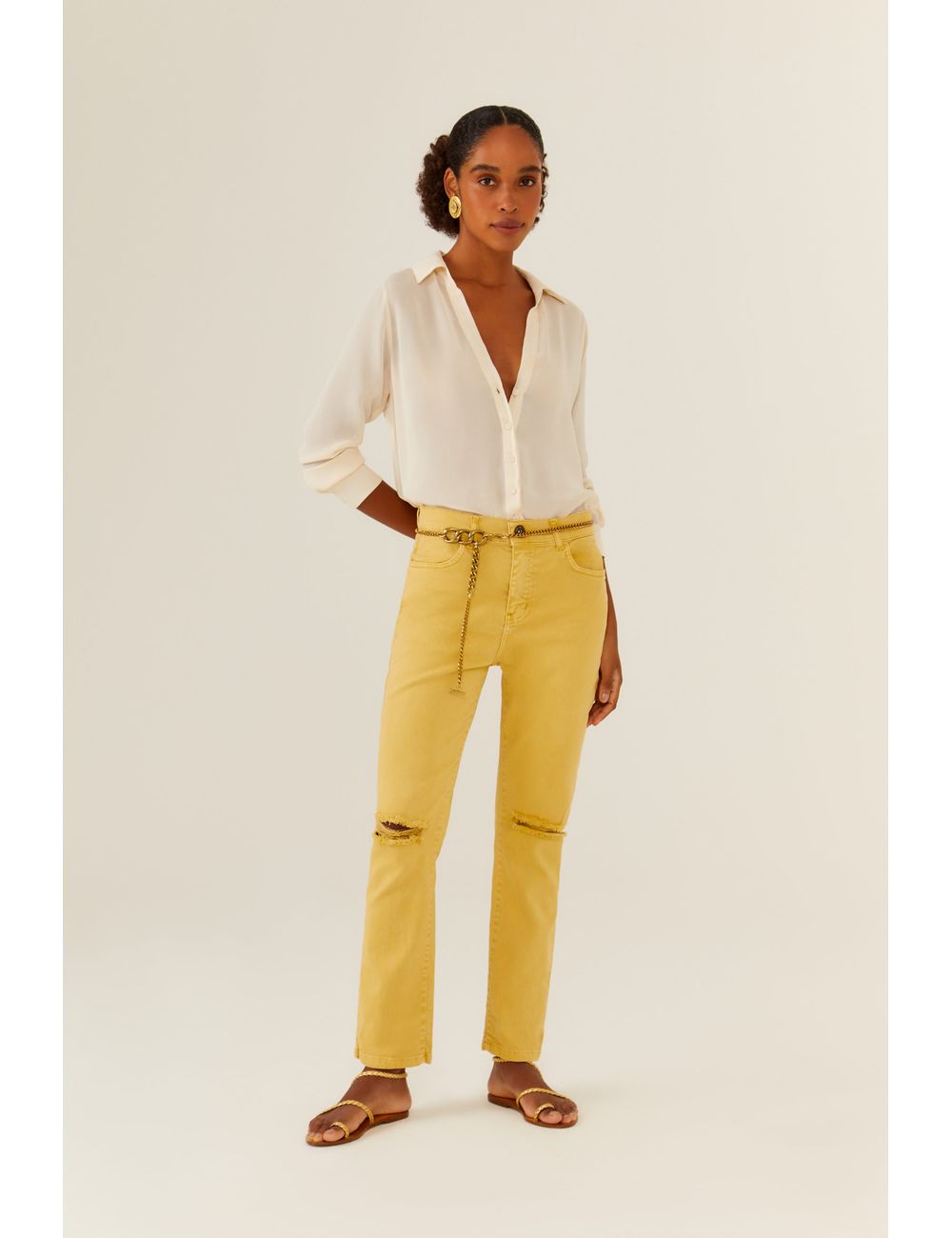 Calça Reta Sarja Color