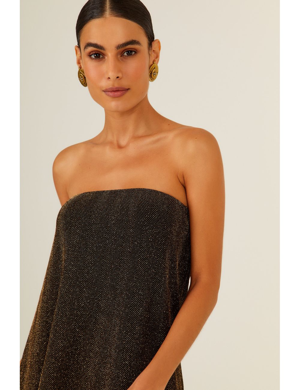 Blusa Sem Alça Malha Lurex