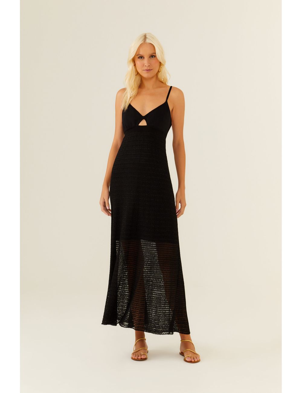 Vestido Tricot Longo Rendado