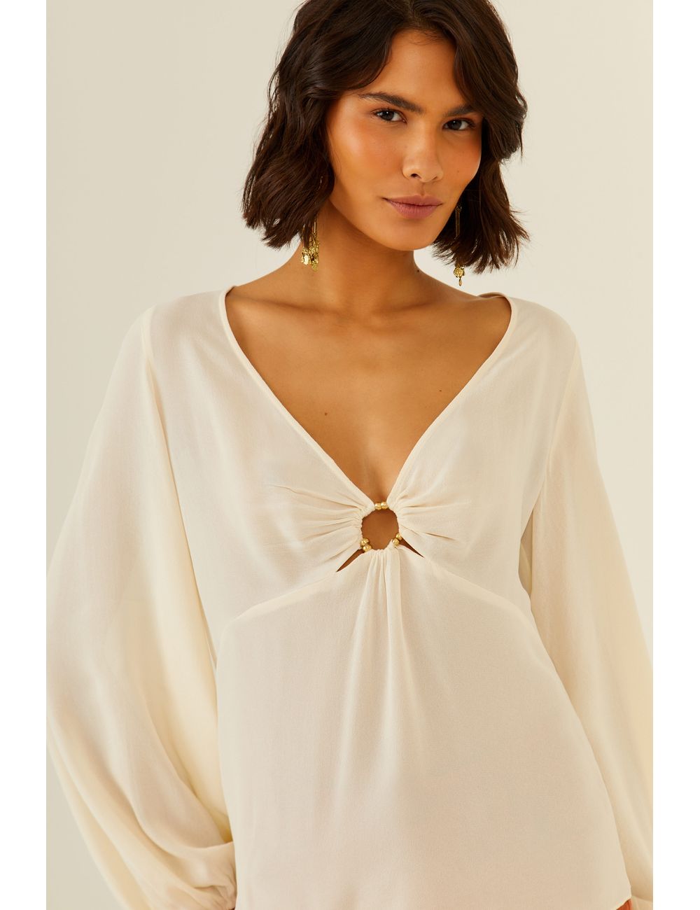 Blusa Manga Longa Ggt Decote Metais