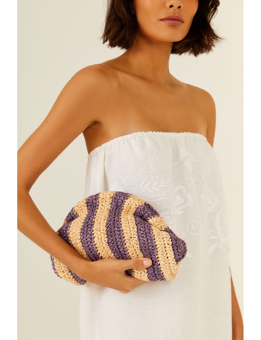 Bolsa Clutch Palha Listrada - Purpura / U
