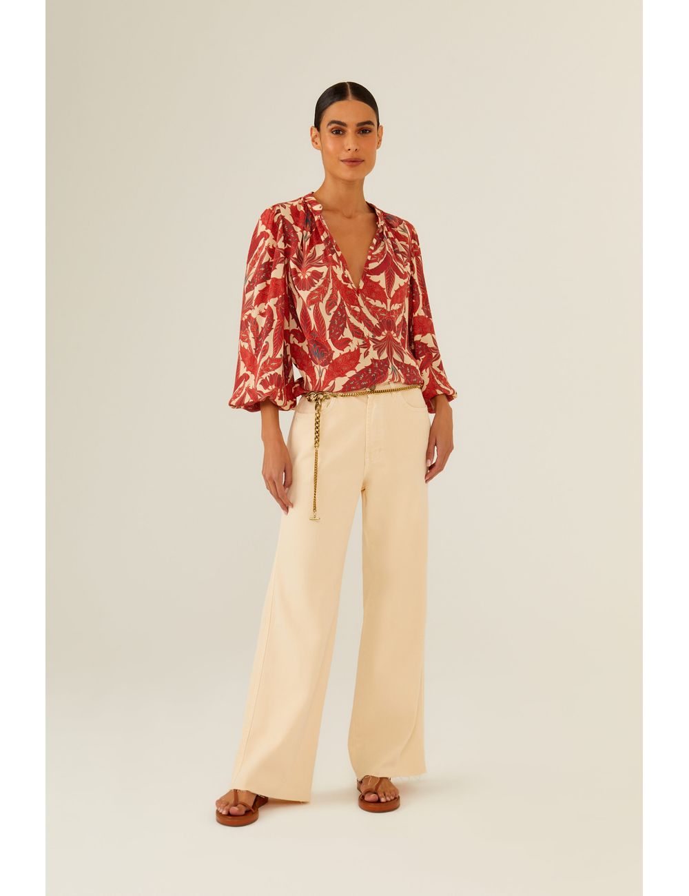 Calça Sarja Wide Leg Color
