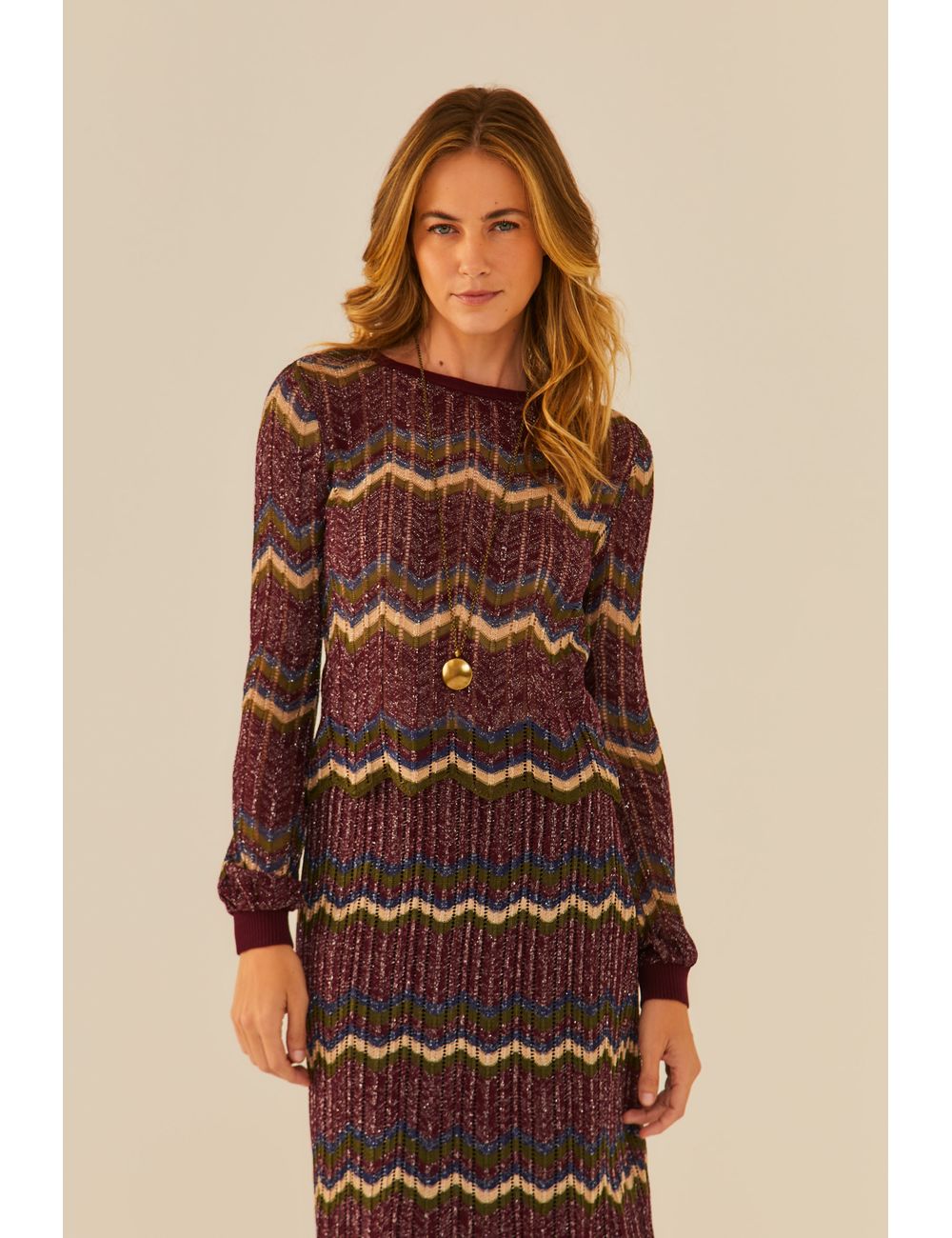 Blusa Tricot Chevron Com Lurex