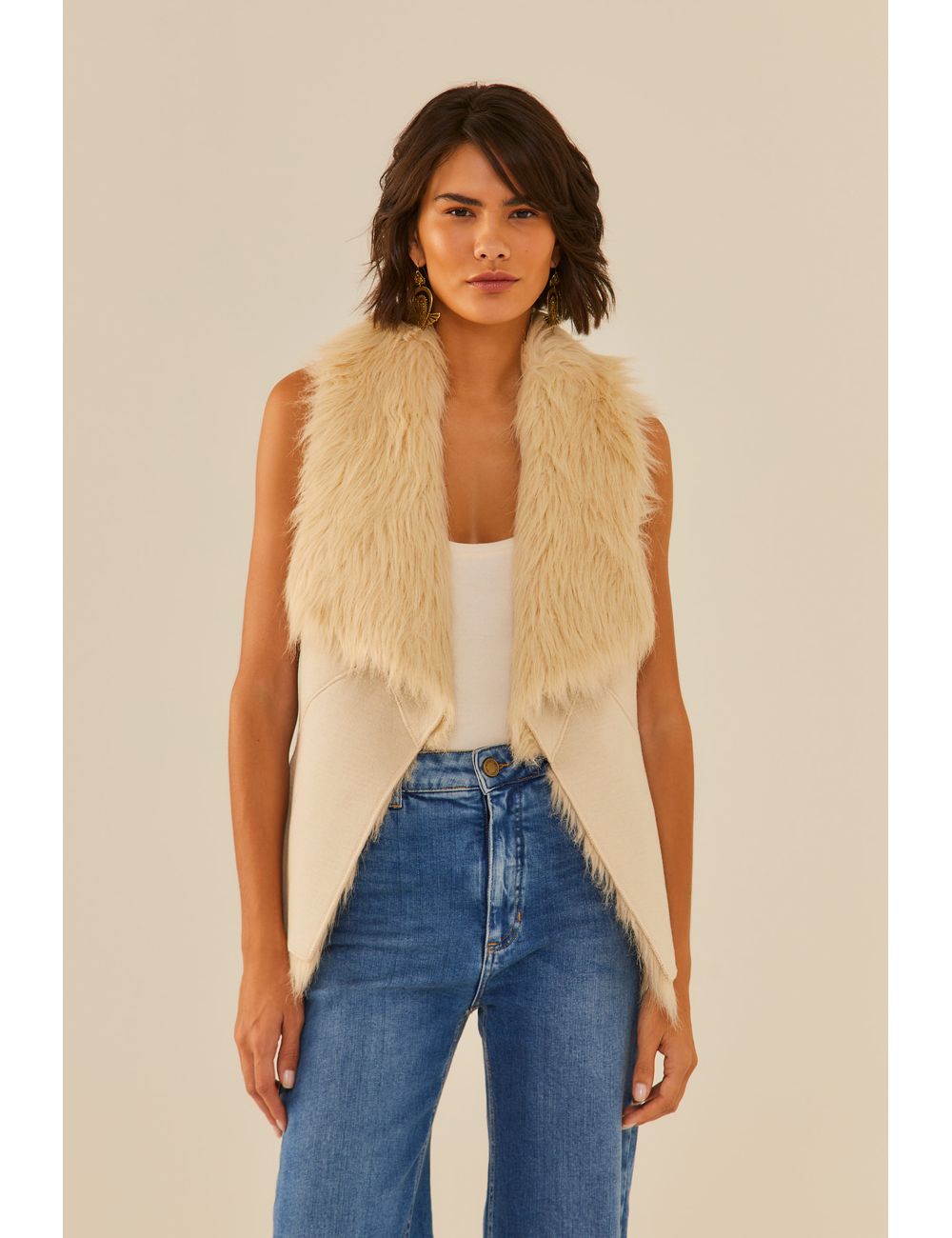 Colete Tricot Com Pelo