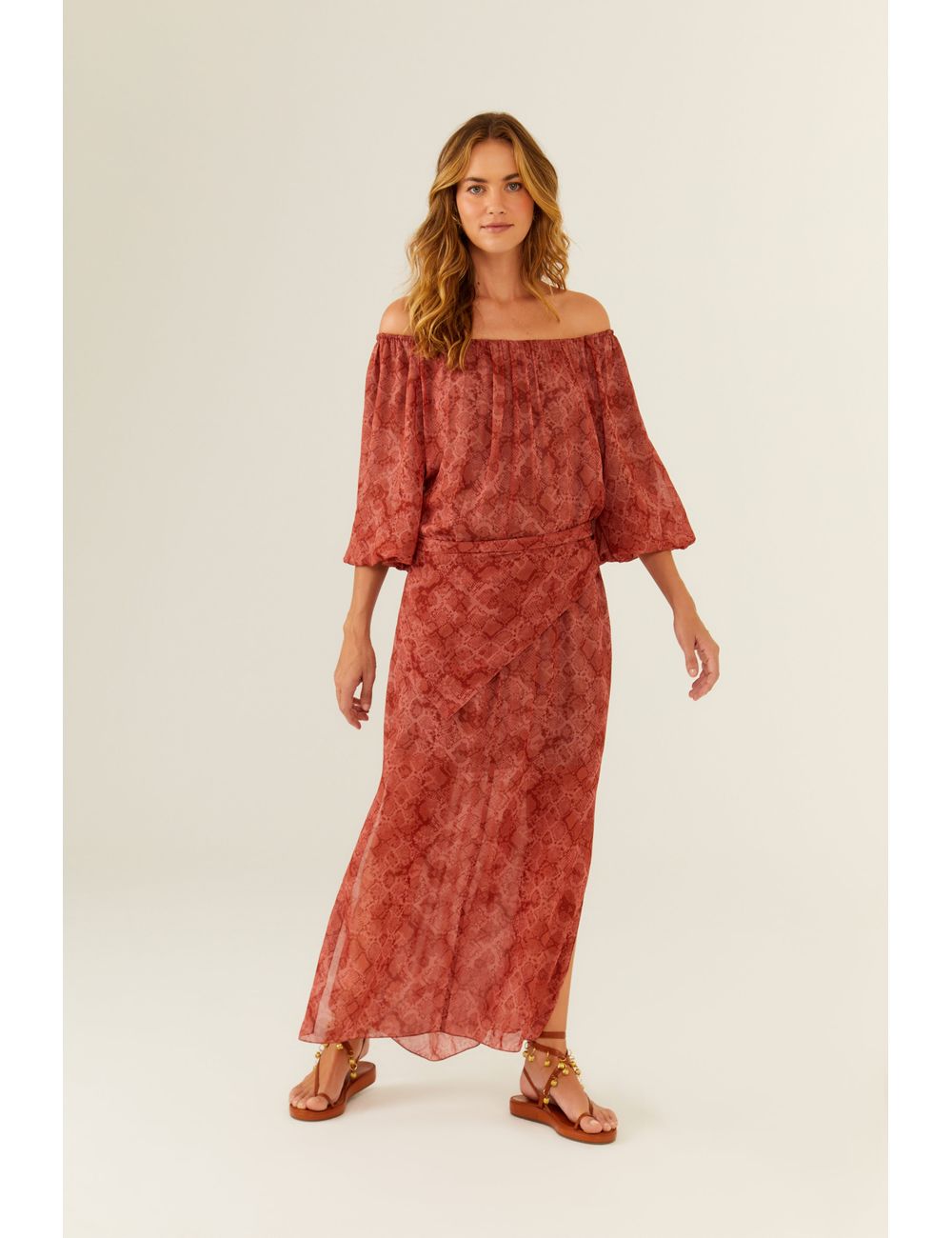 Vestido Manga Curta Ggt Estampa Snake