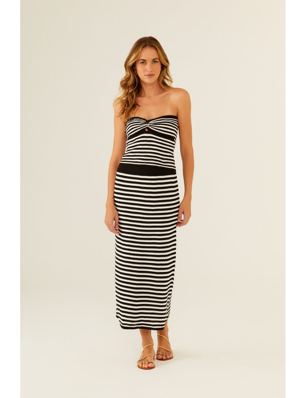 Saia Tricot Reta Listrada