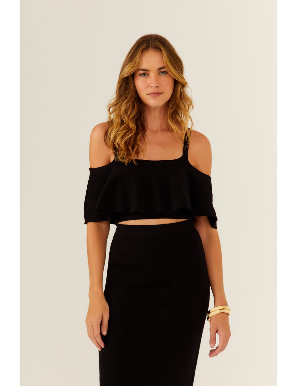 Blusa Cropped Tricot Babado