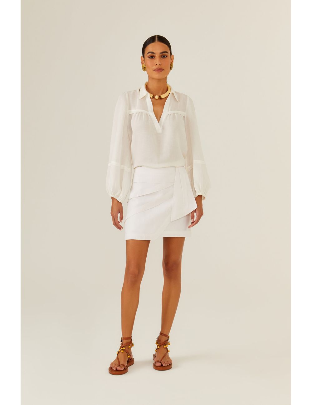 Saia Curta Linho Transpasse