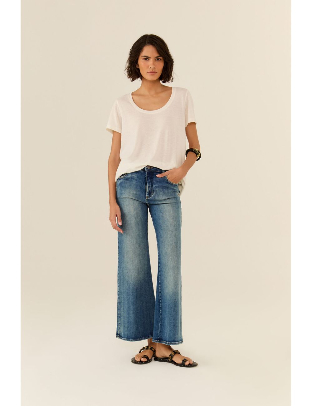 Calça Jeans Reta Esmirilhados