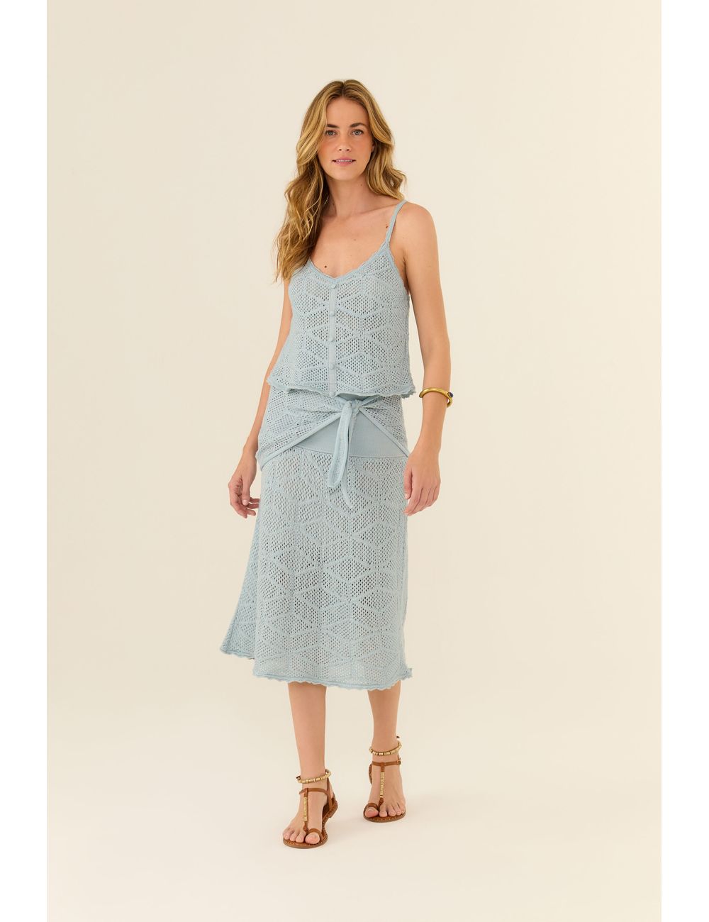 Saia Tricot Longa Com Lenço