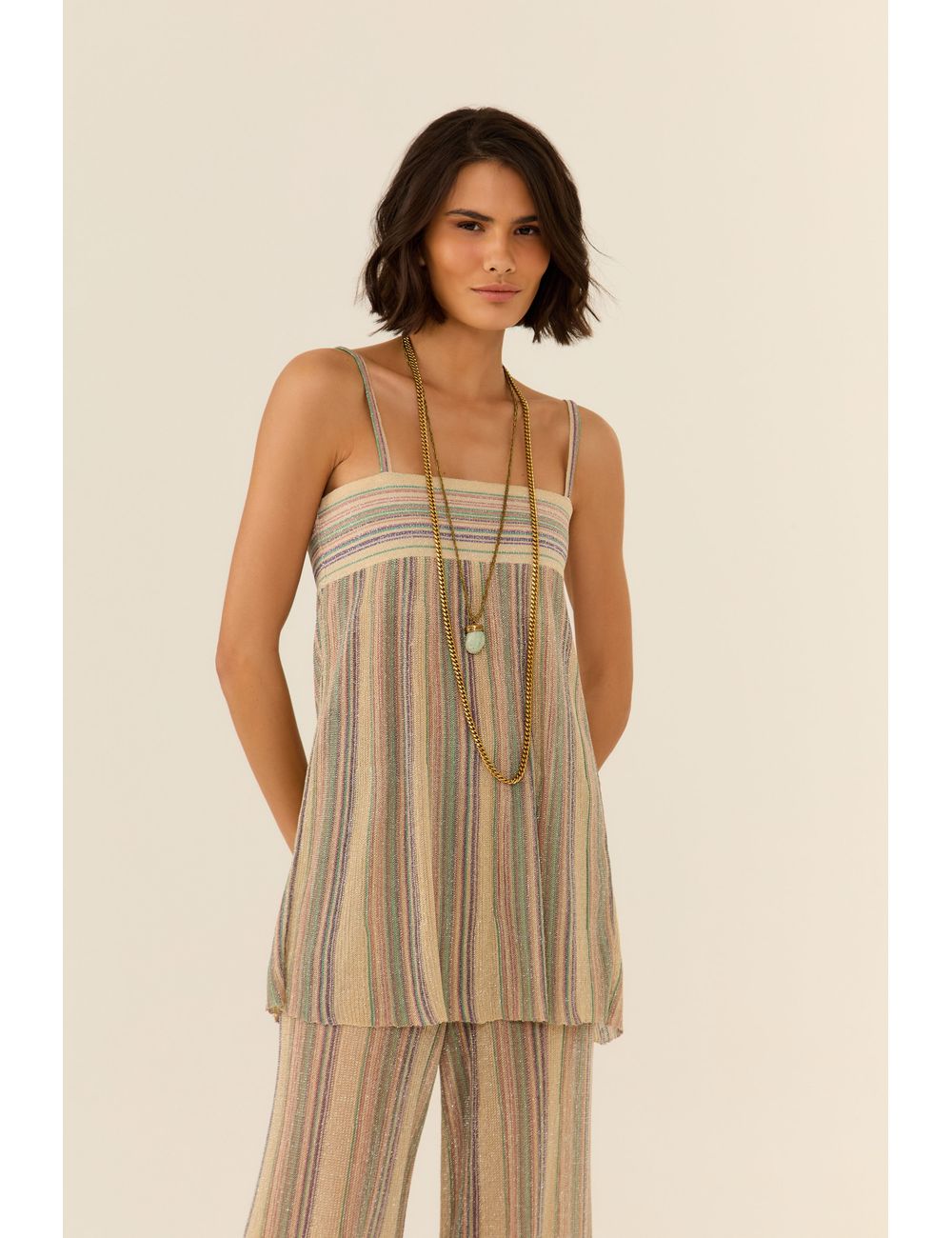 Blusa Túnica Tricot Listrada