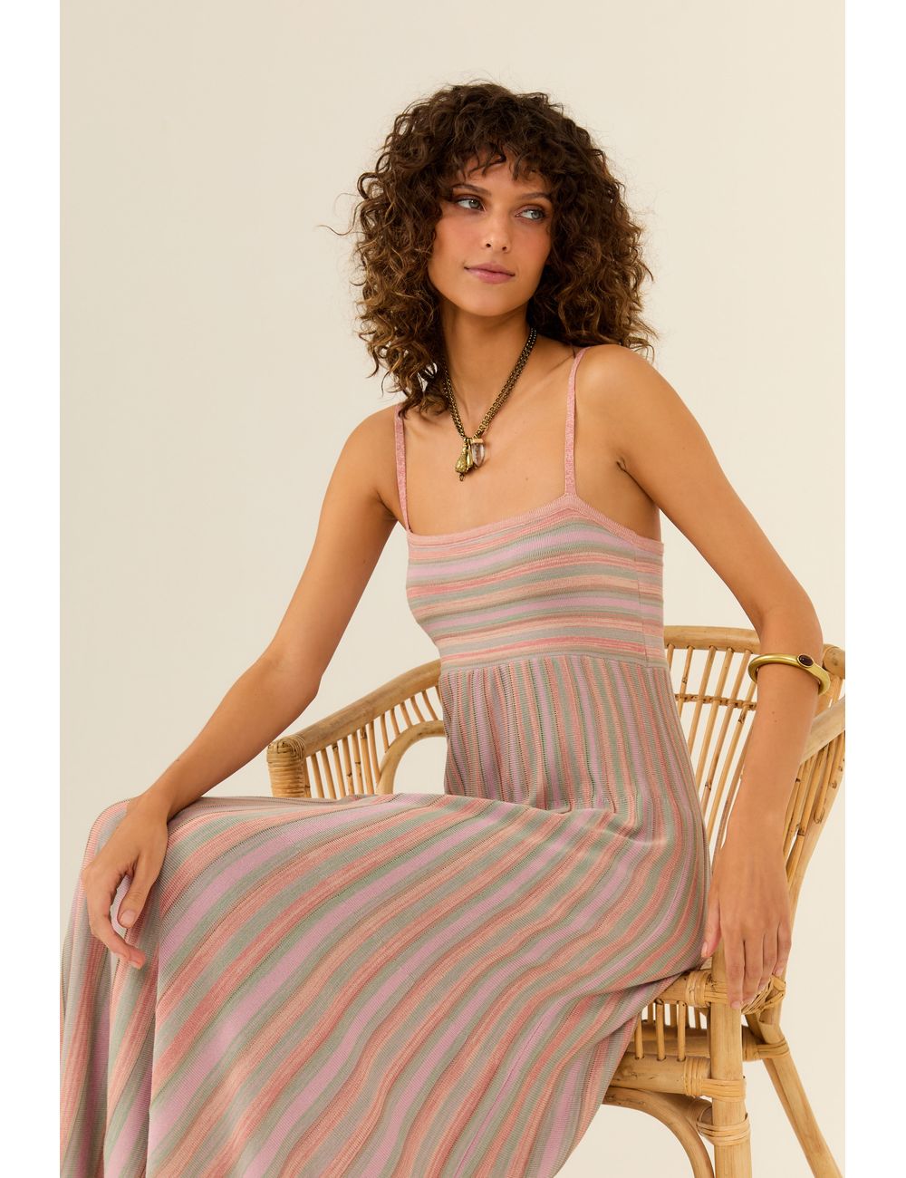 Vestido Tricot Listrado Alcinha