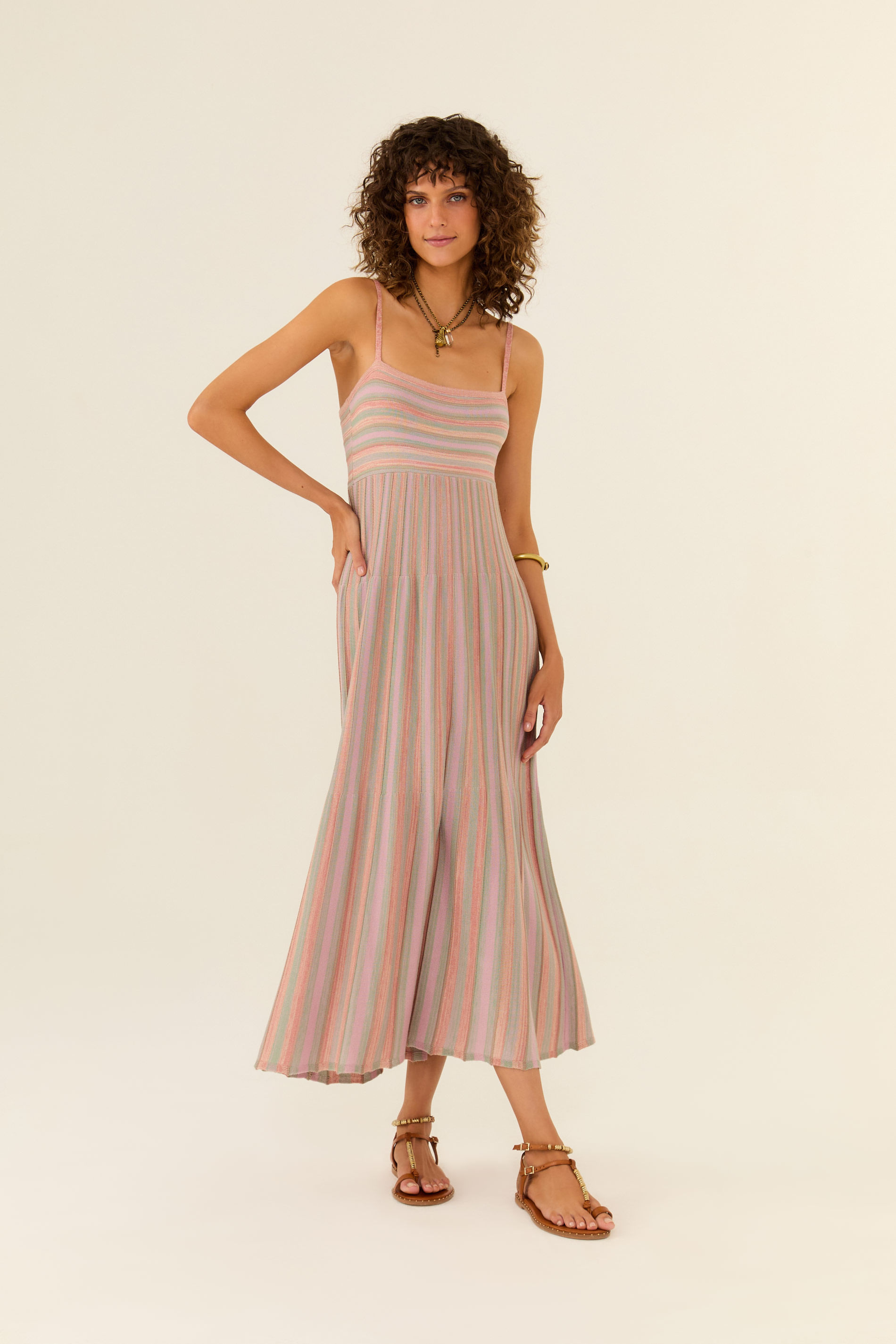 Vestido Tricot Listrado Alcinha