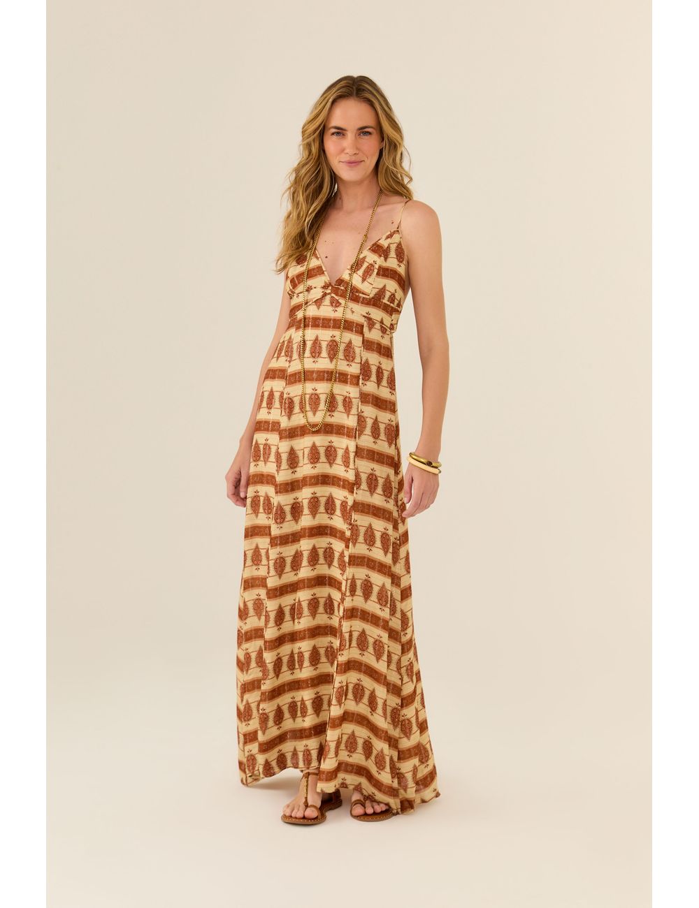 Vestido Midi Estampa Mya Grão