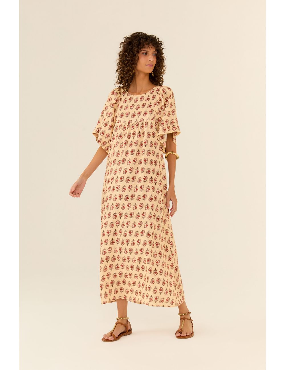 Vestido Detalhe Pala Estampa Lila