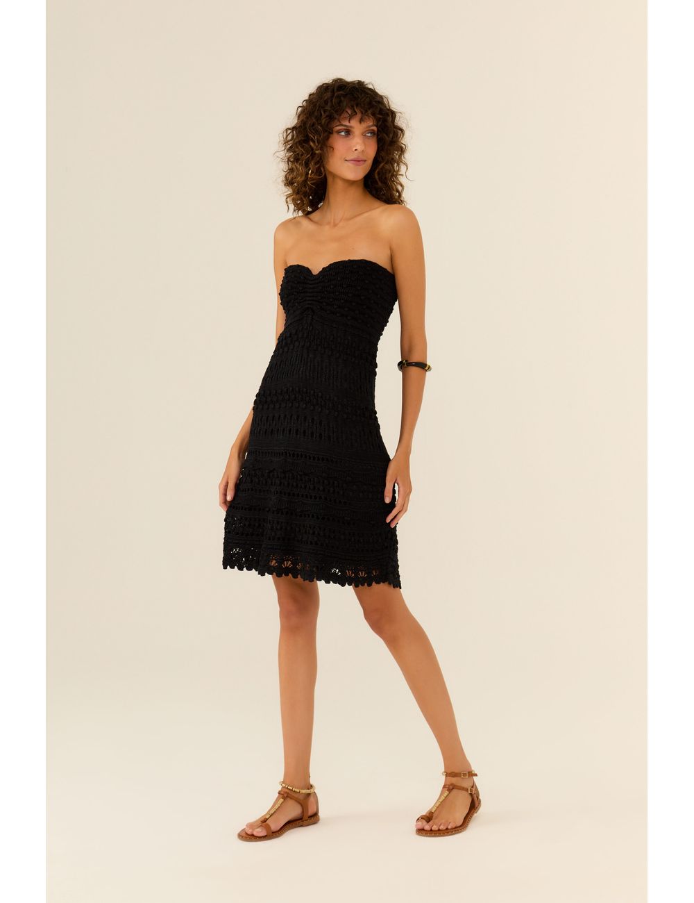 Vestido Tricot Sem Alça Crochet