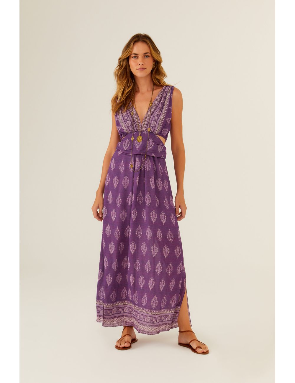 Vestido Longo Ggt Estampa Gota Púrpura