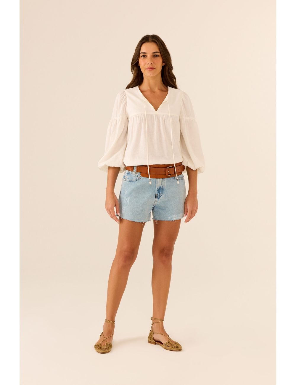 Short Jeans Destroyed Barra a Fio
