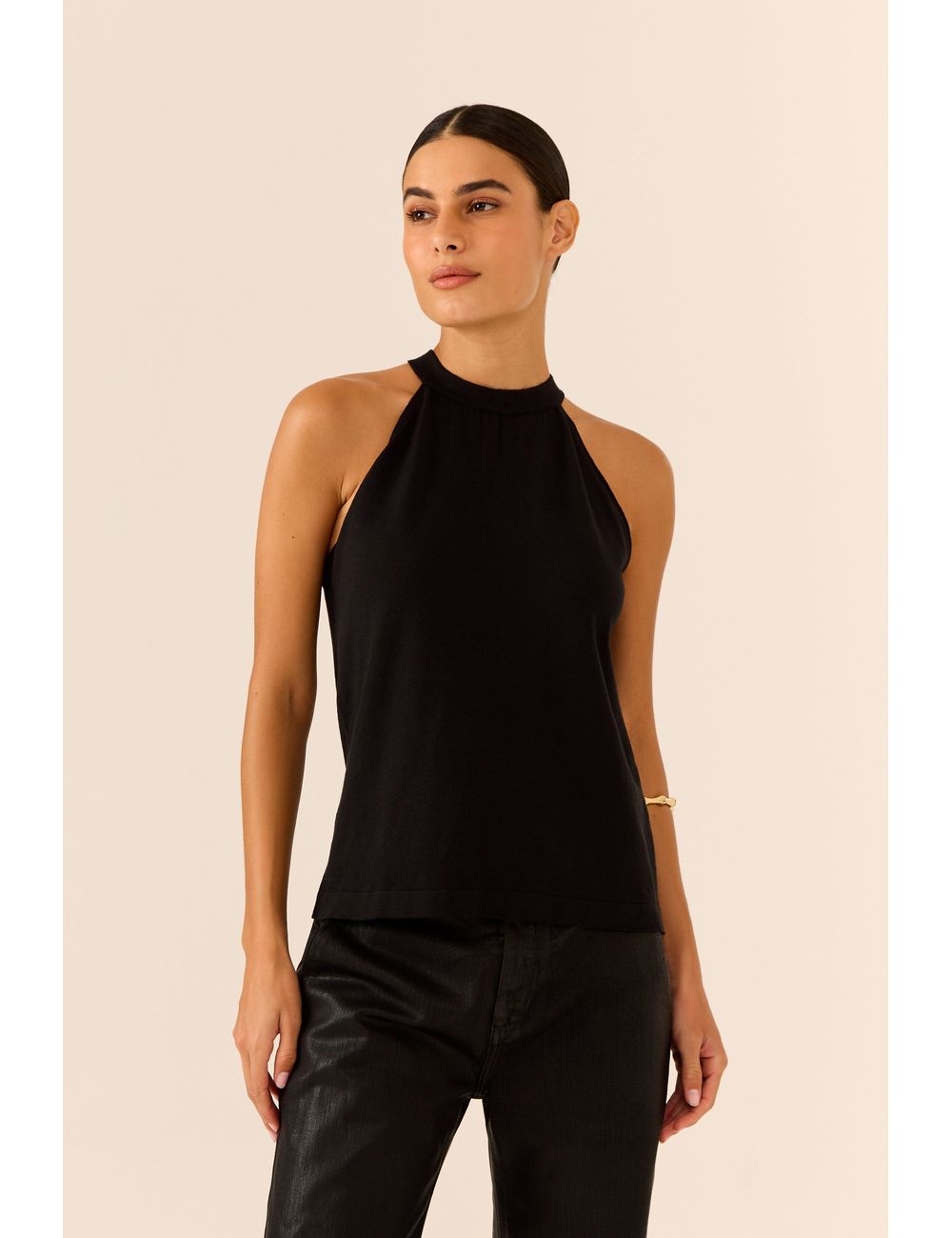 Blusa Tricot Regata Decote Alto