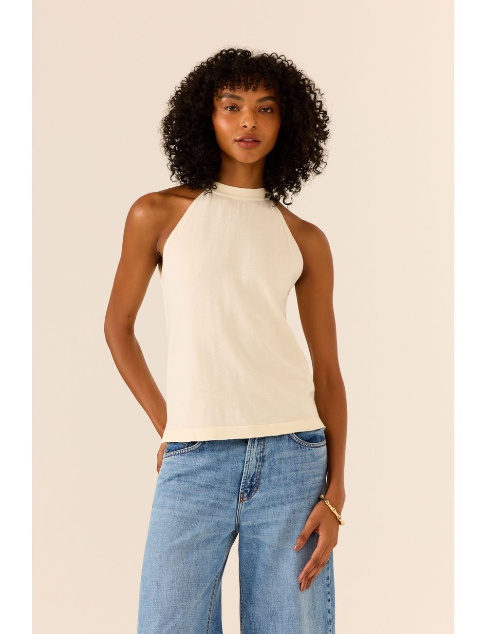 Blusa Tricot Regata Decote Alto