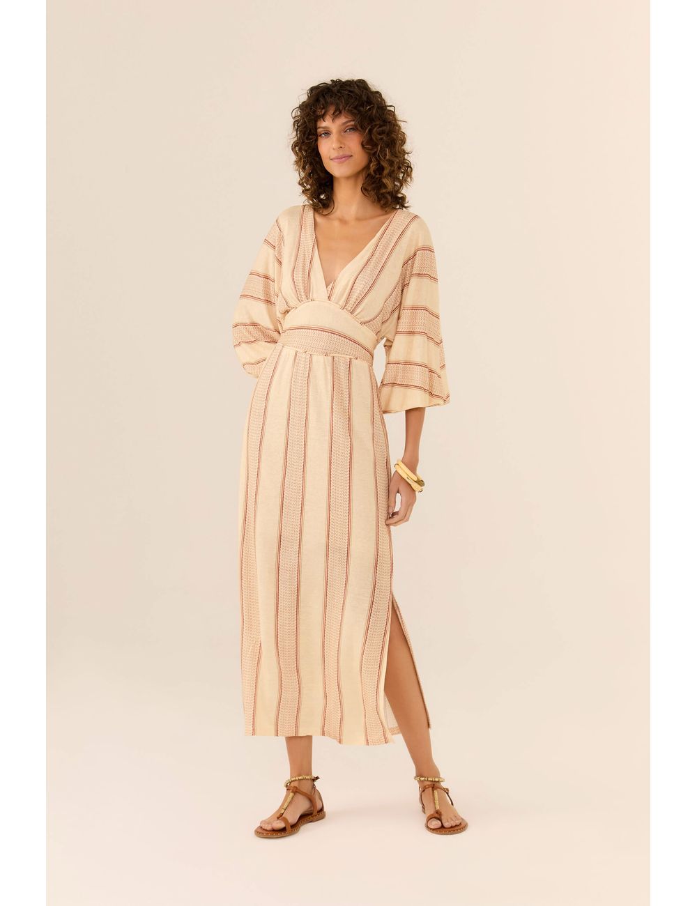 Vestido Estampa Tear Grão
