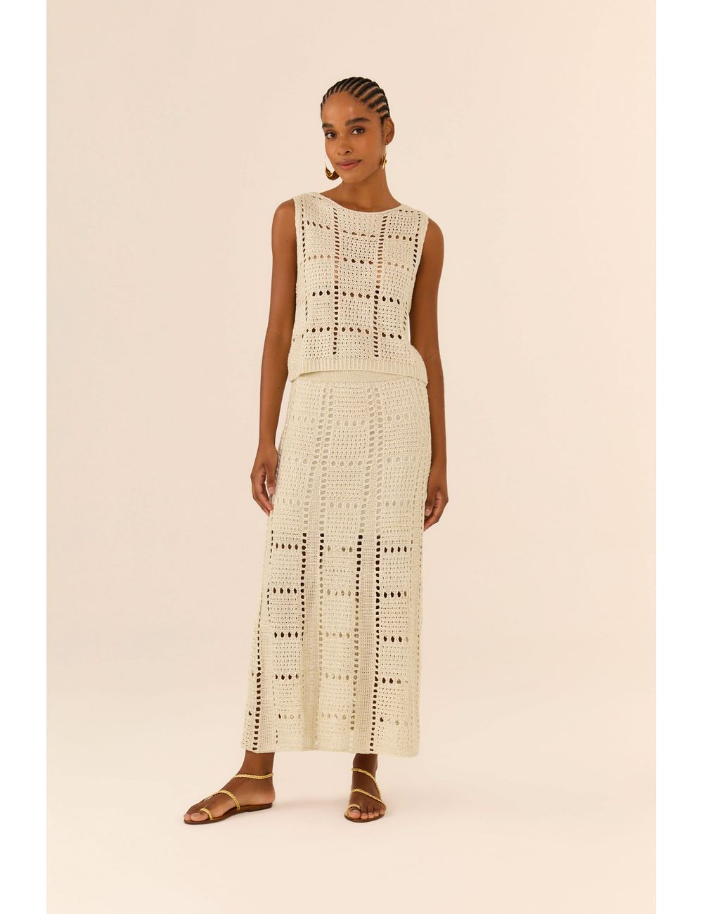 Saia Tricot Midi Crochet