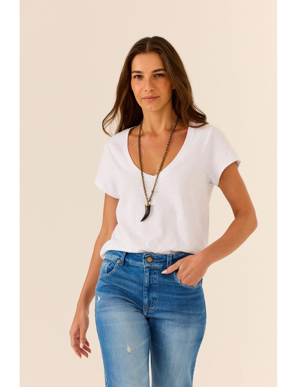 Blusa Decote v Comprida Costas