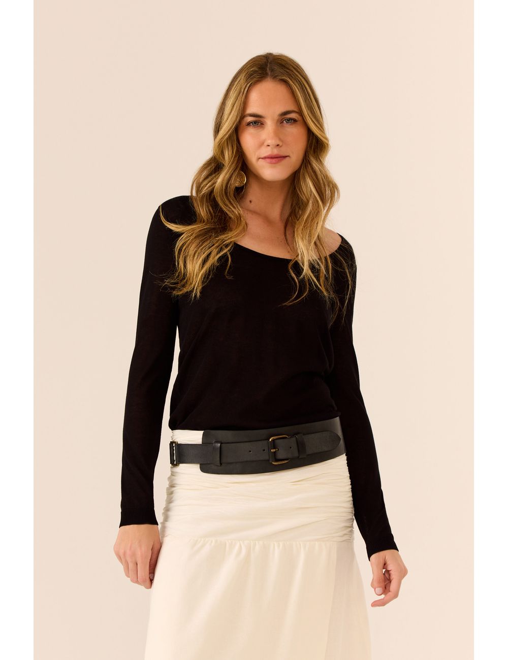 Blusa Tricot Transparência Decotada