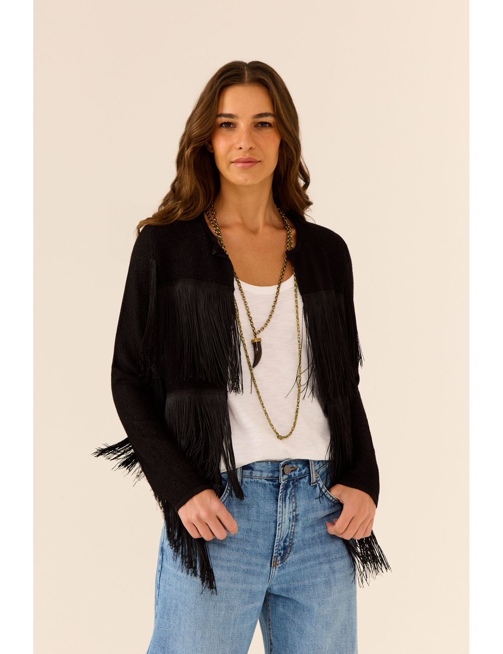 Cardigan Tricot Franjas