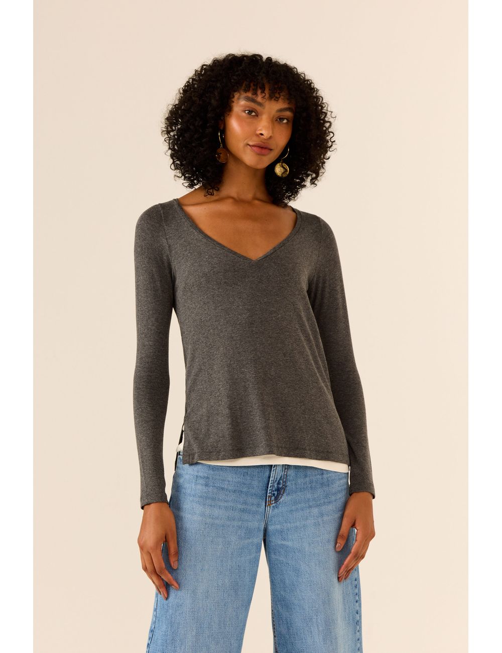 Blusa Manga Longa Sobreposição