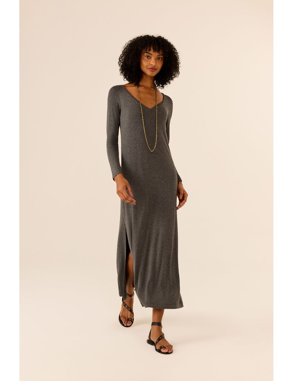 Vestido Manga Longa Camada Dupla