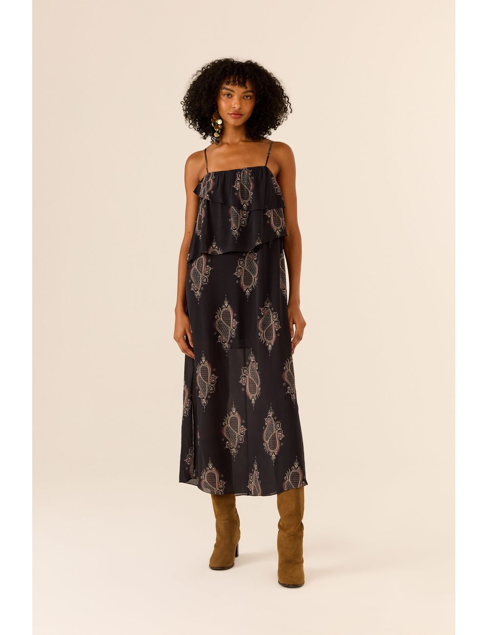 Vestido Midi Camadas Ggt Estampa Eclat